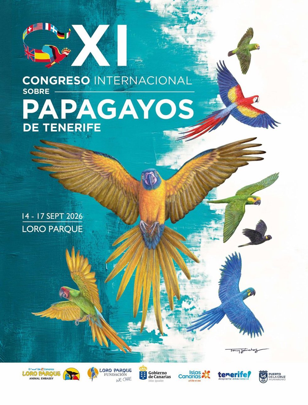 Cartel anunciador del congreso internacional de papagayos