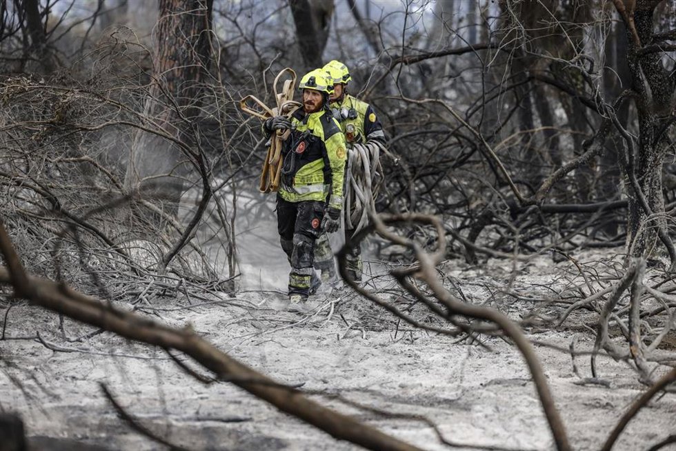 Varios bomberos realizan labores de extinción de incendios, a 28 de agosto de 2026, en El Saler, Comunidad Valenciana (España).