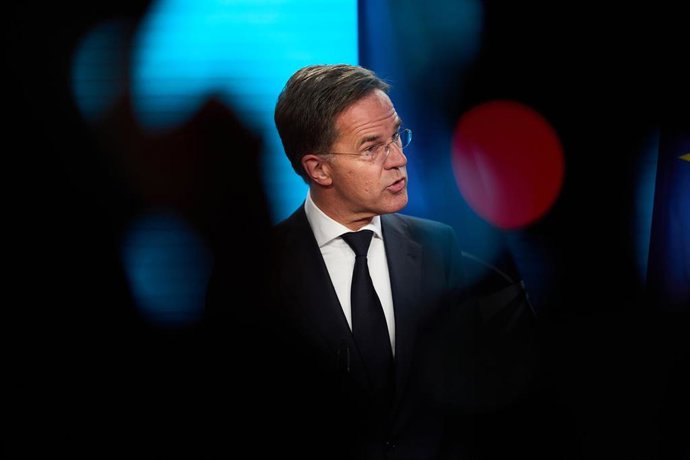El secretario general de la OTAN, Mark Rutte, durante una intervención este jueves en la Conferencia de los Jefes de las Misiones Alemanas,  que se celebra en Berlín.