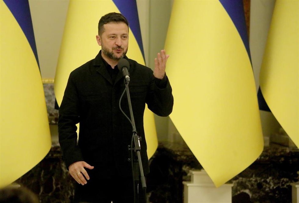 El presidente de Ucrania, Volodimir Zelenski, durante un acto en Kiev en agosto de 2026 (archivo)