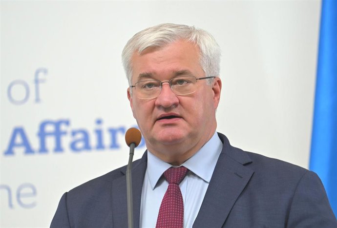Archivo - El ministro de Exteriores de Ucrania, Andri Sibiga, en un acto en Kiev. 
