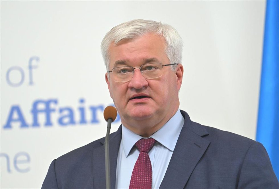 Archivo - El ministro de Exteriores de Ucrania, Andri Sibiga, en un acto en Kiev. 
