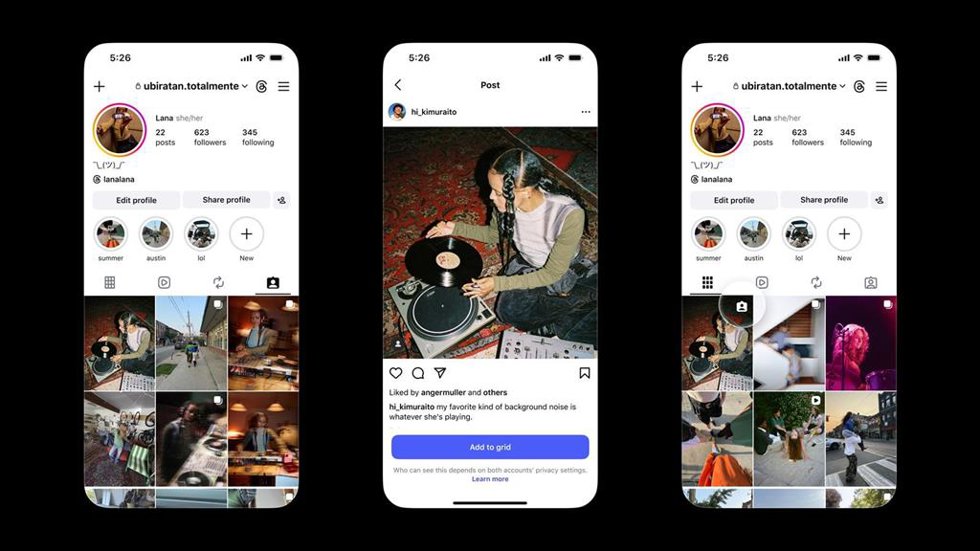 Publicaciones etiquetadas en la cuadrícula principal del perfil de Instagram