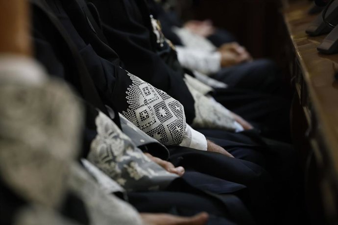 Un grupo de jueces durante el acto solemne de apertura del año judicial 2026-2027, en el Palacio de Justicia, a 10 de septiembre de 2026, 