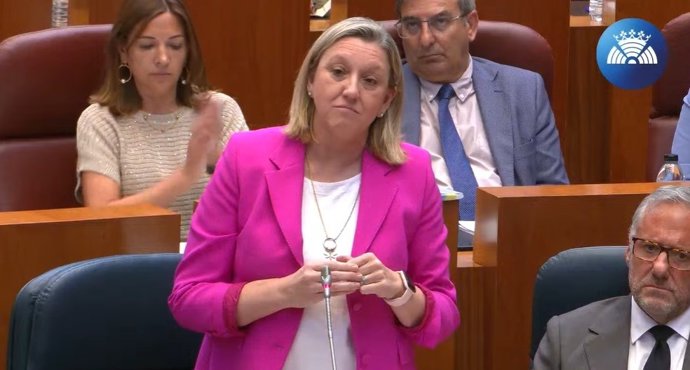 La vicepresidenta segunda de la Junta, Isabel Blanco, durante su intervención en el Pleno de las Cortes de este jueves