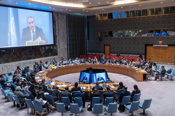 August 26, 2026, New York, New York, United States: Ramiz Alakbarov, Acting Special Coordinator for the Middle East Peace Process, United Nations Resident and Humanitarian Coordinator speaks virtually at monthly Security Council meeting on Middle East inc
