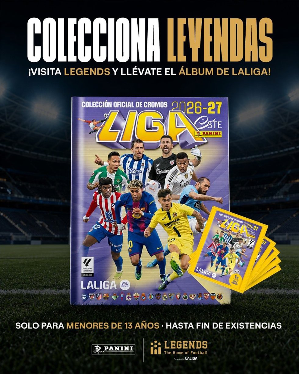 El álbum de cromos oficiales de LaLiga EA Sports 2026-27 en el anuncio de la colaboración entre Panini y Legends