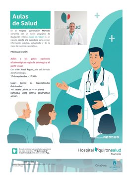 Quirónsalud Marbella aborda nuevas opciones para corregir problemas de visión en sus Aulas de Salud