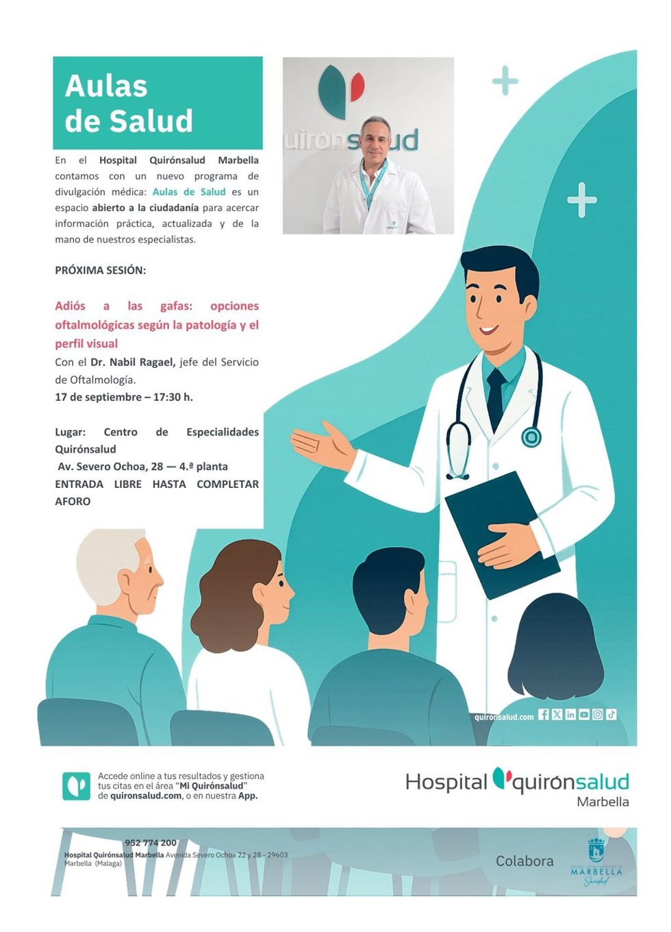 Quirónsalud Marbella aborda nuevas opciones para corregir problemas de visión en sus Aulas de Salud