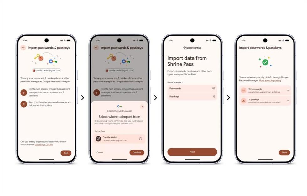 Transferencia de contraseñas entre gestores de contraseñas en Android.