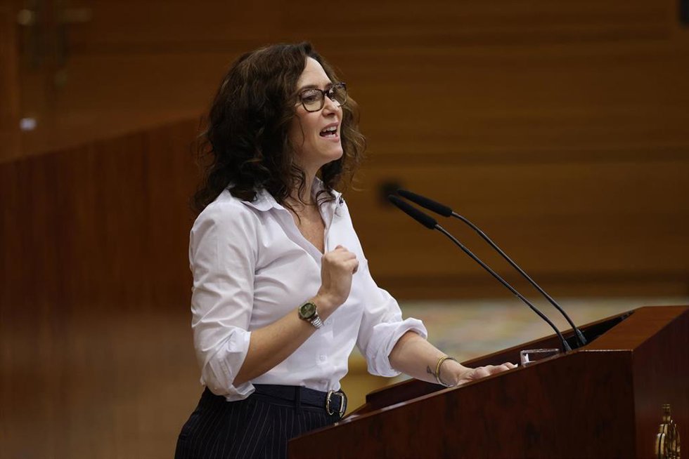 La presidenta de la Comunidad de Madrid, Isabel Díaz Ayuso, durante el debate sobre el Estado de la Región en la Asamblea de Madrid, a 11 de septiembre de 2026, en Madrid (España). 