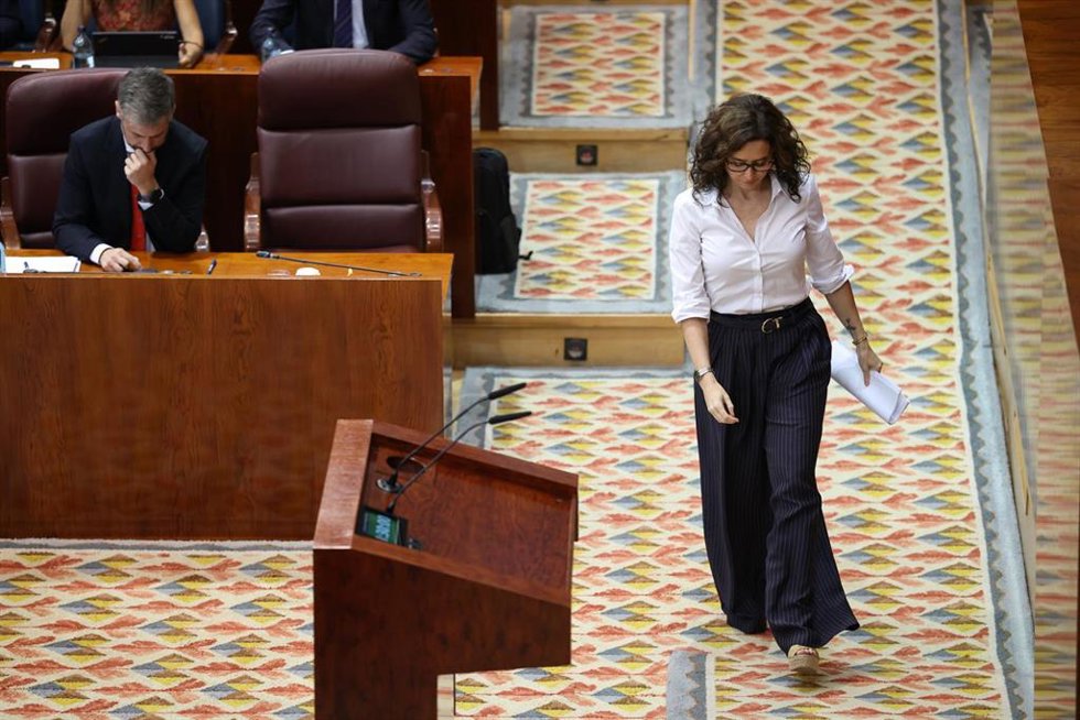 La presidenta de la Comunidad de Madrid, Isabel Díaz Ayuso, durante el debate sobre el Estado de la Región en la Asamblea de Madrid, a 11 de septiembre de 2026, en Madrid (España).