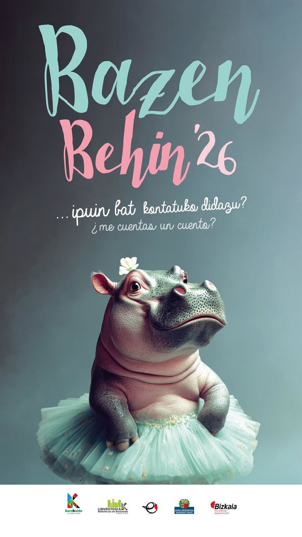 Cartel de la nueva edición del programa de cuenta cuentos 'Bazen Behin' en las bibliotecas de Barakaldo.