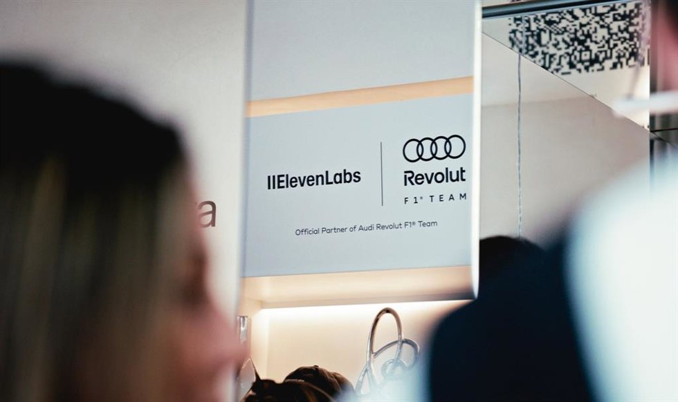 Imagen de ElevenLabs en la 'pop up' en Madrid.