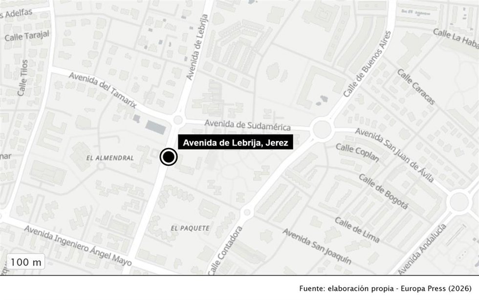 Lugar del atropello mortal en Jerez de la Frontera (Cádiz)