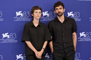 Rachel Szor and Yuval Abraham during the photocall of the film ''Naza''