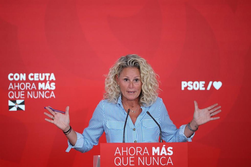 La  portavoz de la Comisión Ejecutiva Federal (CEF) del PSOE, Montse Mínguez, ofrece una rueda de prensa en la sede del PSOE, a 31 de agosto de 2026, en Madrid (España). 