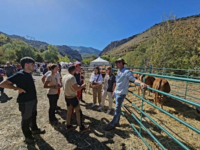 La consejera de Agricultura, Ganadería, Mundo Rural y Medio Ambiente, Noemí Manzanos, destaca el esfuerzo para visibilizar la ganadería extensiva a través de la Feria de Anguiano