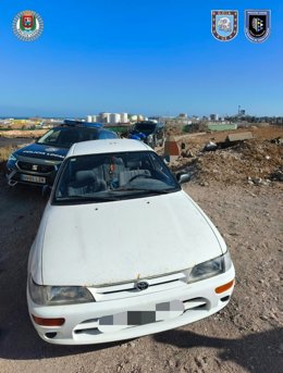 Coche interceptado por la Policía Local de Las Palmas de Gran Canaria tras darse a la fuga su conductor