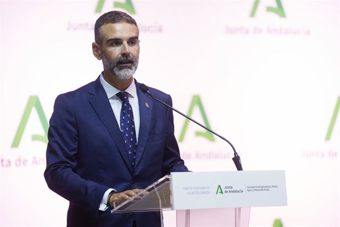El consejero de Agricultura, Pesca, Agua y Desarrollo Rural, Ramón Fernández-Pacheco durante el acto de la toma de posesión de los altos cargos de la Consejería de Agricultura. A 4 de septiembre de 2026 en Sevilla, Andalucía (España). 