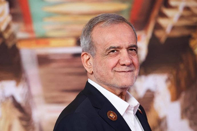 El presidente de Irán, Masud Pezeshkian, en Nueva Delhi, India