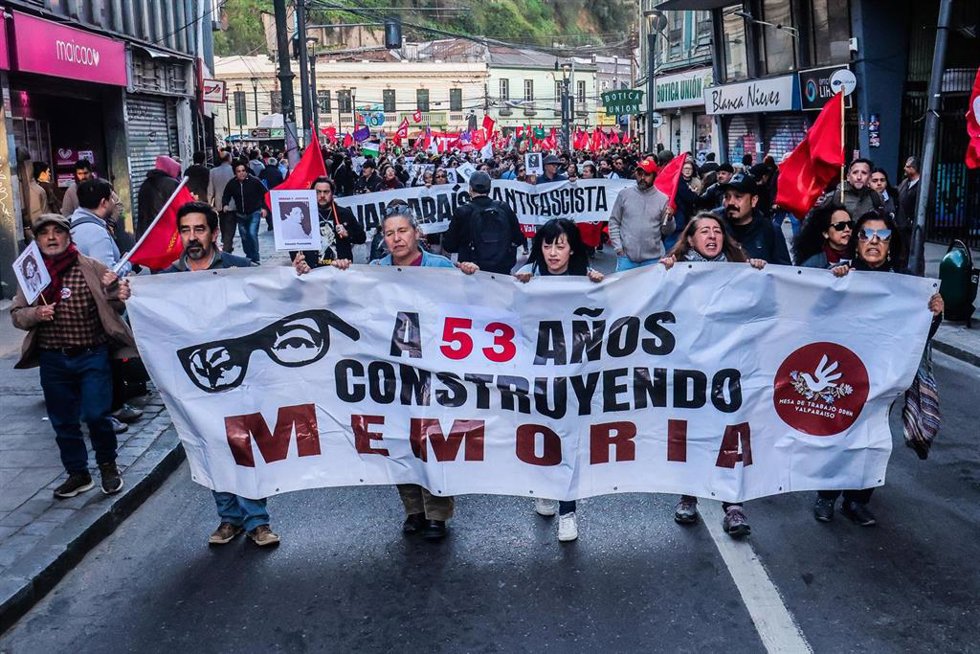 Manifestación en el aniversario del golpe de Estado de 1973 en Valparaíso (Chile)
