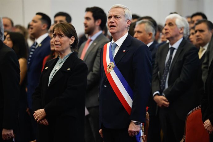 Santiago, 13 de Septiembre de 2026.  El Presidente de la Republica, Jose Antonio Kast, acompañado de la Primera Dama, Maria Pia Adriasola, participa del Servicio Nacional de Accion de Gracias, organizado por las Iglesias Evangelicas de Chile.  Diego