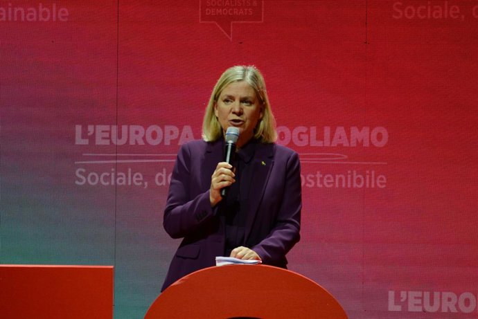 Archivo - Arquivo - 2 de março de 2024, Roma, Itália: Roma, Itália, Centro de Convenções de Roma “LA NUVOLA”, 2 de março de 2024, Magdalena Andersson durante o Congresso Eleitoral do PSE de 2024 - Notícias.