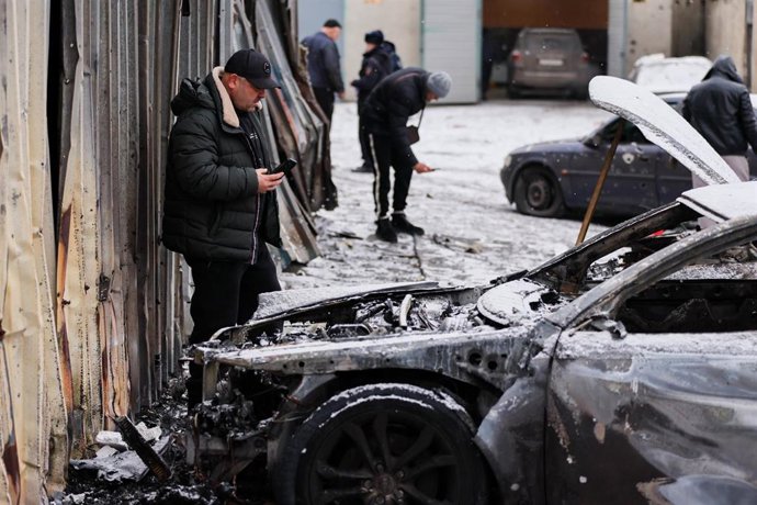 Archivo - Ataque de un dron sobre un coche en Donetsk (archivo)
