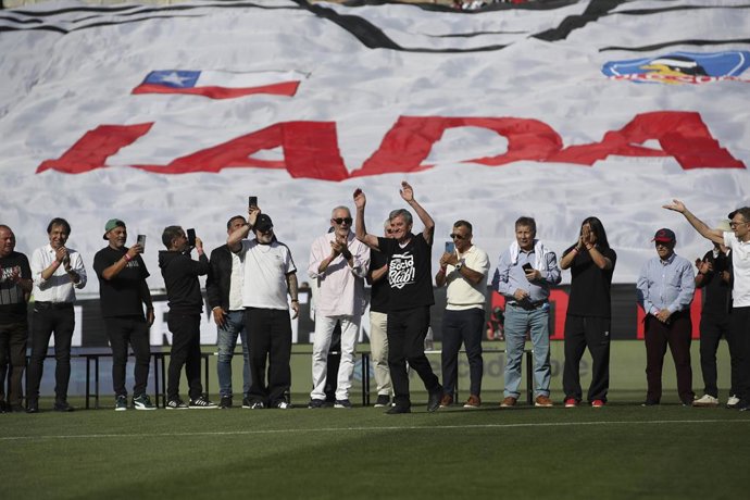 Futbol, Colo Colo vs Deportes Concepcion Fecha 23, Liga de primera 2026 Homenaje a Mirko Josic y los jugadores campeones de la Copa Libertadores de America durante el partido de la liga de primera disputado en el estadio Monumental David Arellano