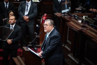 Archivo - January 14, 2026, Guatemala City, Guatemala City, Guatemala: President BERNARDO AREVALO says he is pleased to present his second Government Report, while also stating that there are challenges, but the population encourages them to work.