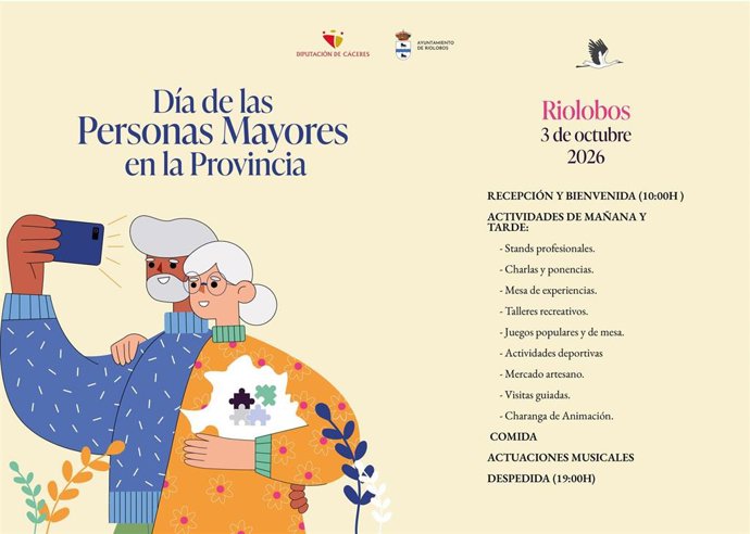 Cartel de la programación del Día de las Personas Mayores organizado por la Diputación de Cáceres