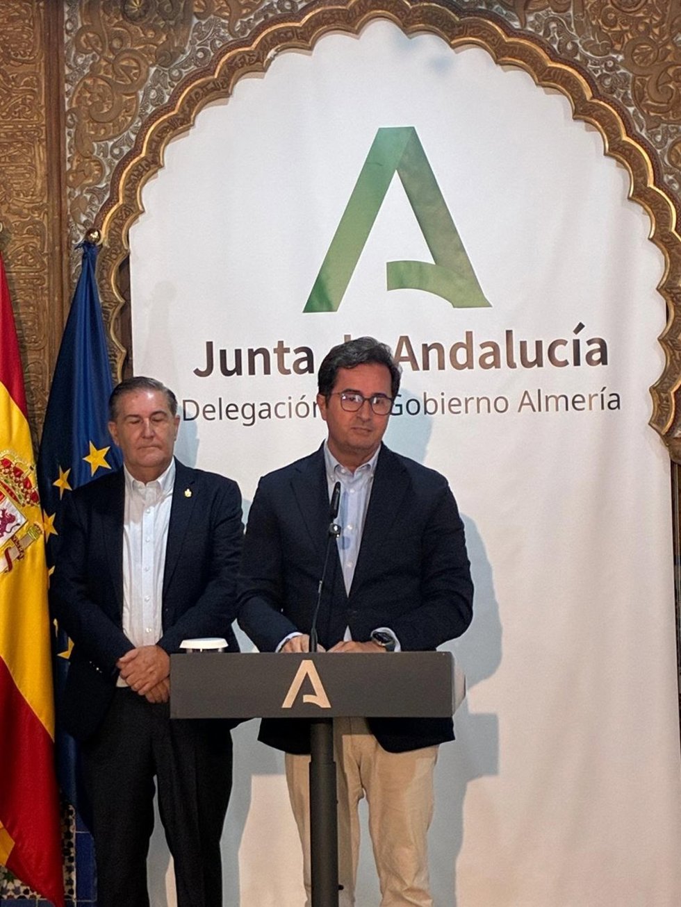 El delegado de la Junta de Andalucía en Almería, Francisco Góngora, durante su intervención ante los medios.