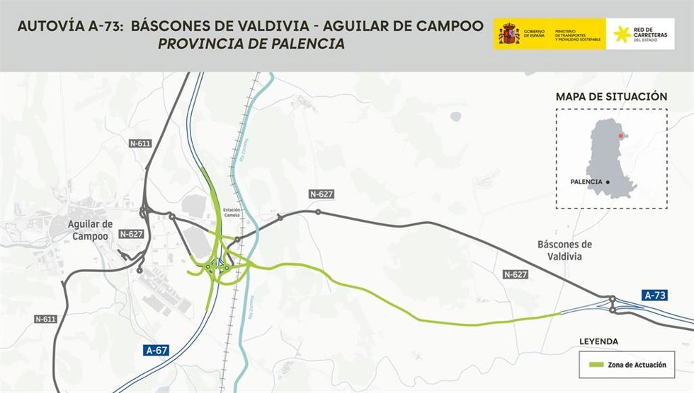 Transportes somete a información pública el trazado en Palencia de la autovía A-73 con una inversión de 146,1 millones.