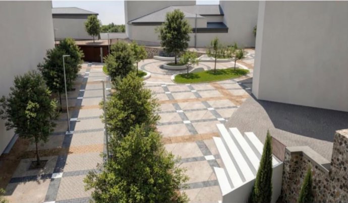 Infografía de la reforma de la plaza Marrón y la calle Camino Llano de Cáceres