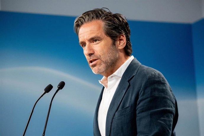 El vicesecretario de Cultura y portavoz del PP, Borja Sémper, durante una rueda de prensa, posterior al Comité de dirección del Partido Popular, en la Sede del PP, a 14 de septiembre de 226, en Madrid (España).