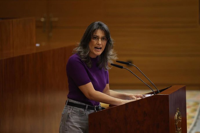 La portavoz de Más Madrid en la Asamblea de Madrid, Manuela Bergerot, durante el debate sobre el Estado de la Región en la Asamblea de Madrid