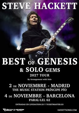 Cartell promocional dels concerts de Steve Hackett a Madrid i Barcelona