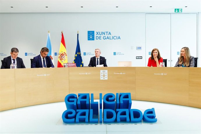 O titular do Executivo galego, Alfonso Rueda, preside a reunión do Consello da Xunta. Sala do Consello, 14/09/26.