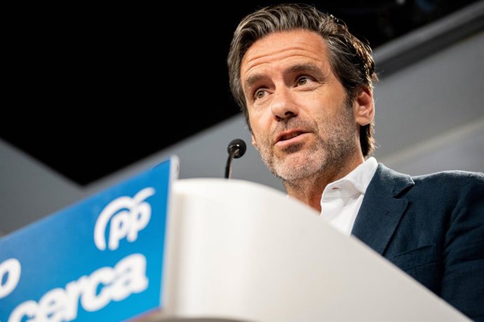 El vicesecretario de Cultura y portavoz del PP, Borja Sémper, durante una rueda de prensa, posterior al Comité de dirección del Partido Popular, en la Sede del PP, a 14 de septiembre de 226, en Madrid (España).