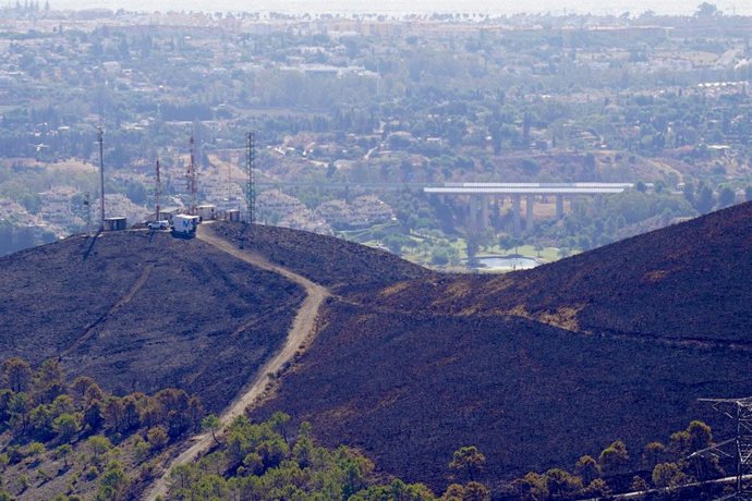 Zona afectada por el incendio forestal declarado en Benahavís (Málaga). A 14 de septiembre de 2026 en Benahavís, Málaga (Andalucía, España). 