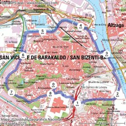 Mapa con el recorrido de la marcha solidaria de ISB