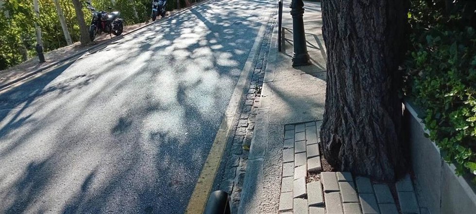 Granada Unida ha reclamado una actuación para mejorar las condiciones de las aceras y del tránsito peatonal en los Paseos de la Alhambra
