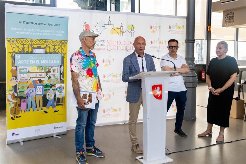 Presentación de 'Cuarto y mitad de Arte en el Mercado Central', a iniciativa del Mercado Central y la Federación de Mercados de Zaragoza