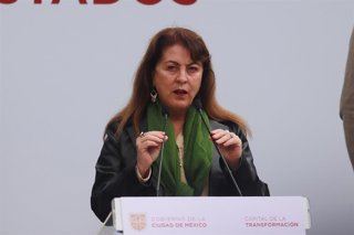 Archivo - La gobernadora del estado mexicano de Morelos, Margarita González Saravia, durante una rueda de prensa en noviembre de 2024 (archivo)