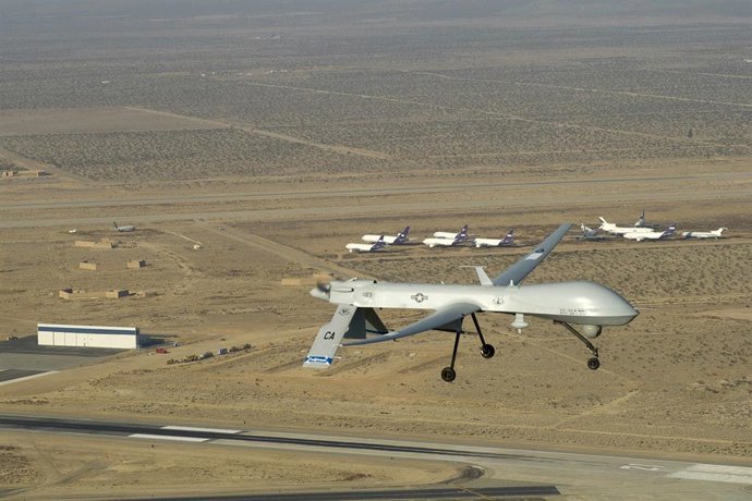 Archivo - Dron MQ-1 Predator del Ejército de Estados Unidos, en una fotografía de archivo