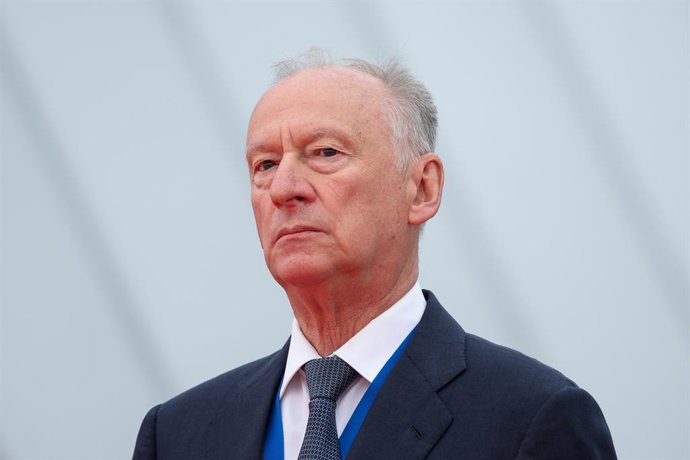 Archivo - Arquivo - RÚSSIA, SÃO PETERSBURGO - 10 DE JUNHO DE 2026: Nikolai Patrushev, assessor do presidente da Rússia e presidente do Conselho Marítimo Russo, participa de uma cerimônia de abertura da Feira Internacional de Defesa Marítima “Fleet 2026” e