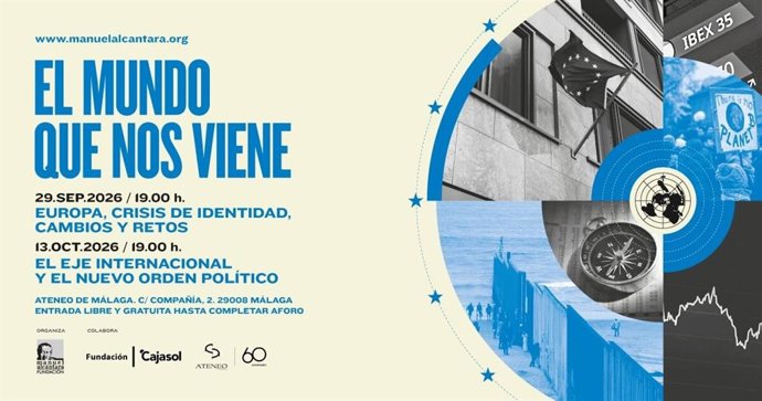 Cartel del ciclo 'El mundo que nos viene' de la Fundación Manuel Alcántara.