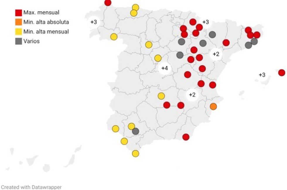 Récords de temperatura para un mes de septiembre.