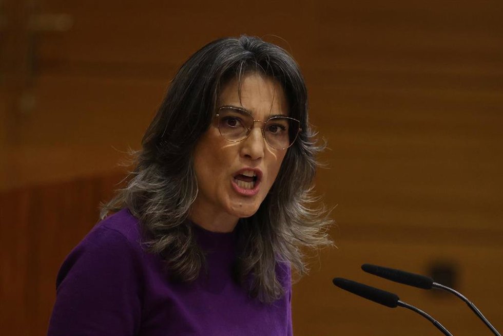 La portavoz de Más Madrid en la Asamblea de Madrid, Manuela Bergerot, durante el debate sobre el Estado de la Región en la Asamblea de Madrid
